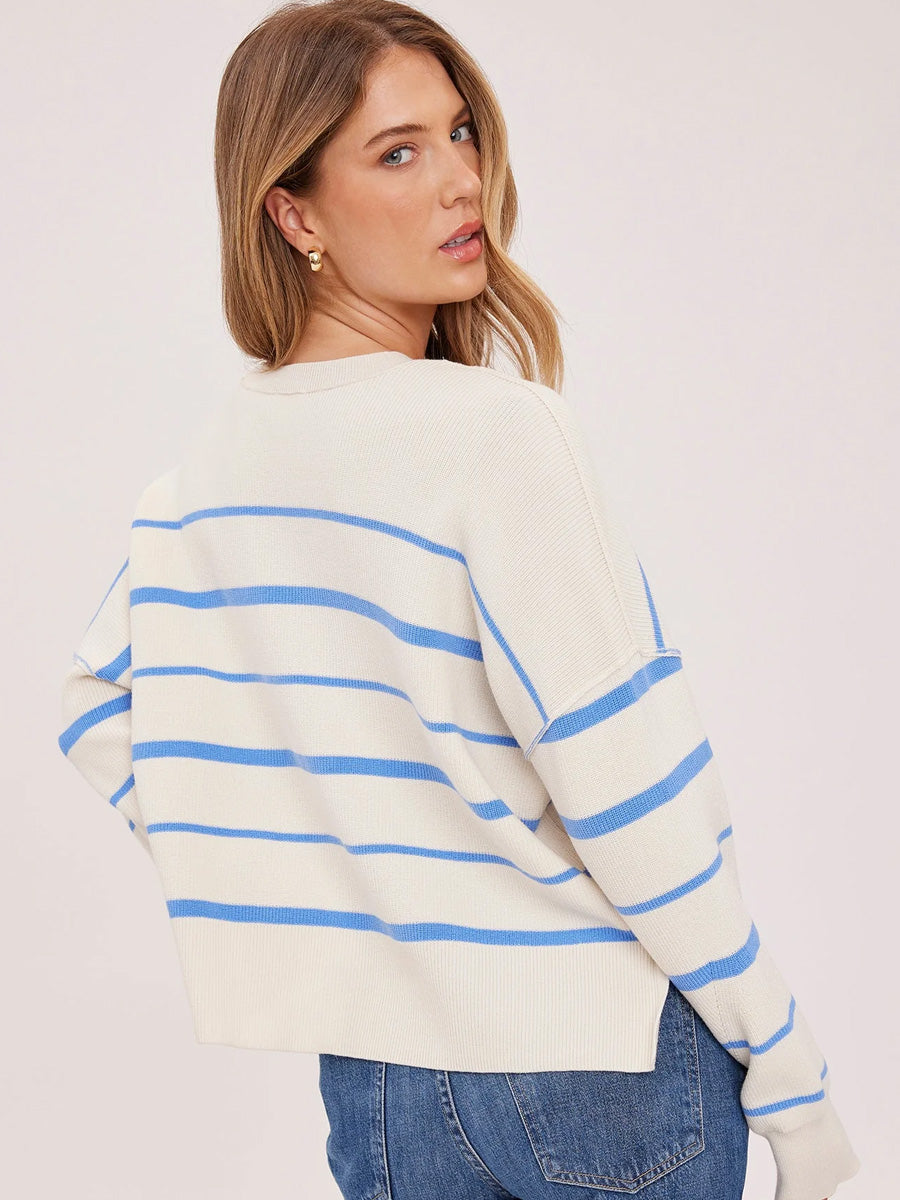 ECHO STRIPE PULLOVER - SKY STRIPE SWEATER -