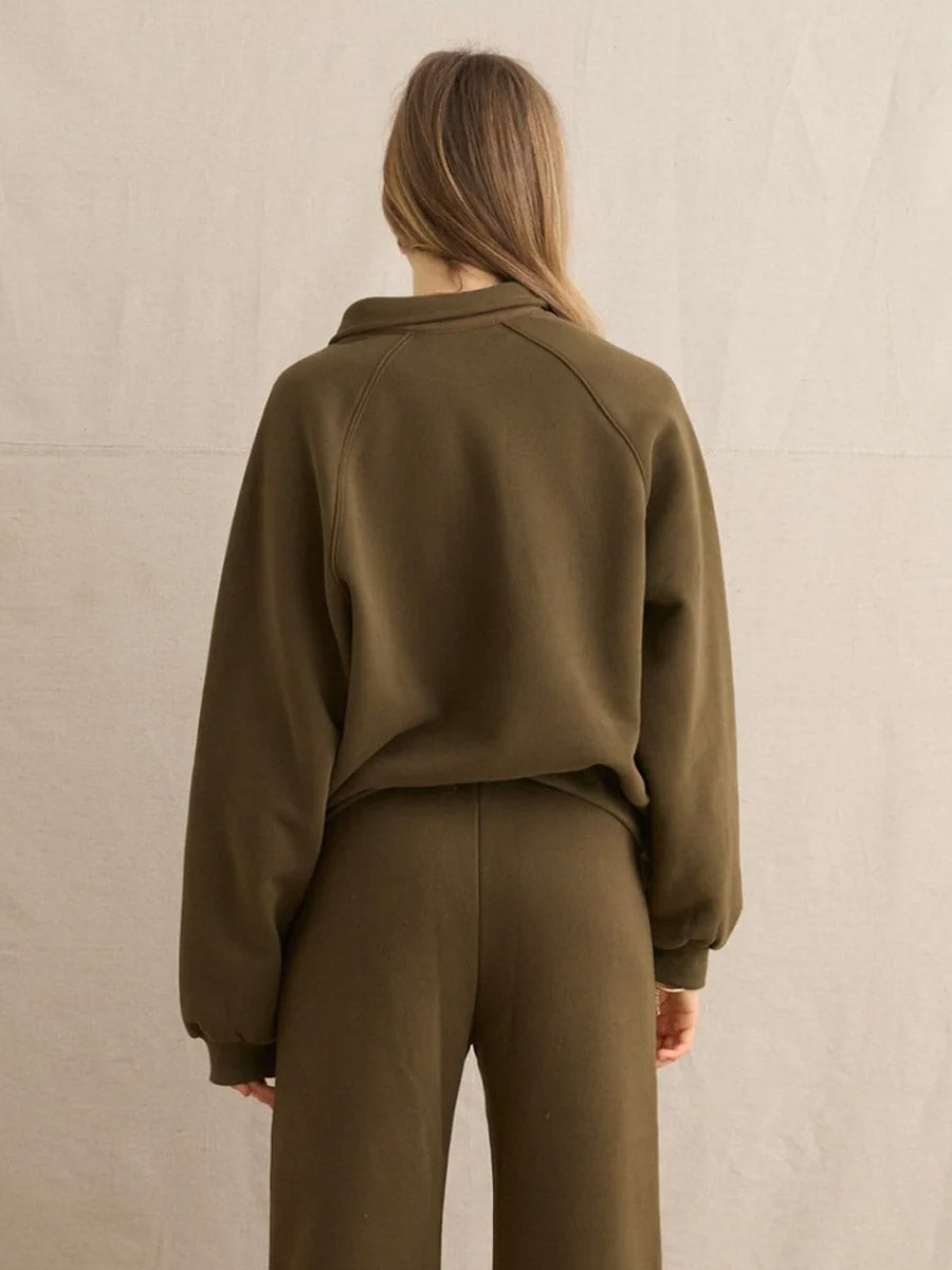 EVERYDAY FLEECE PULLOVER - DARK OLIVE SWEATER -
