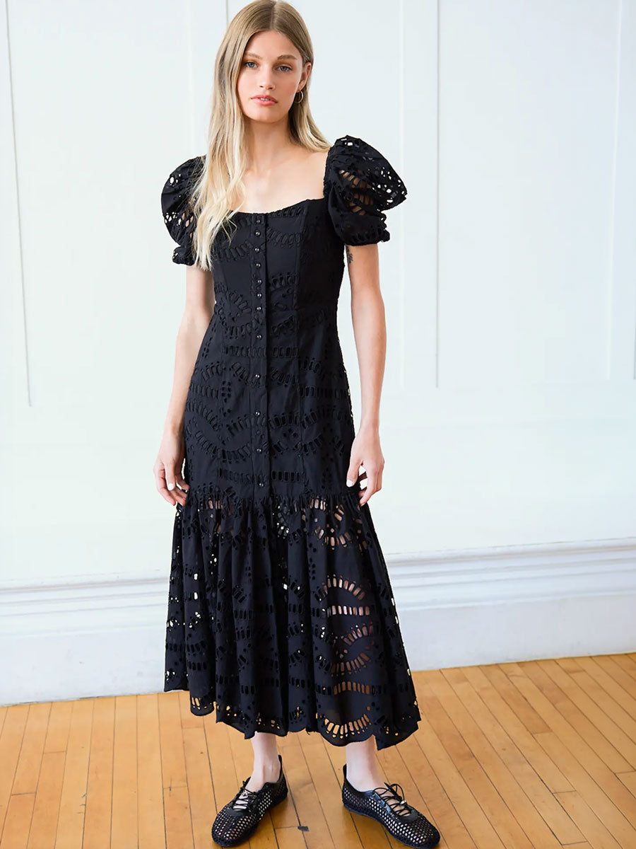 EYELET DRESS | BLACK