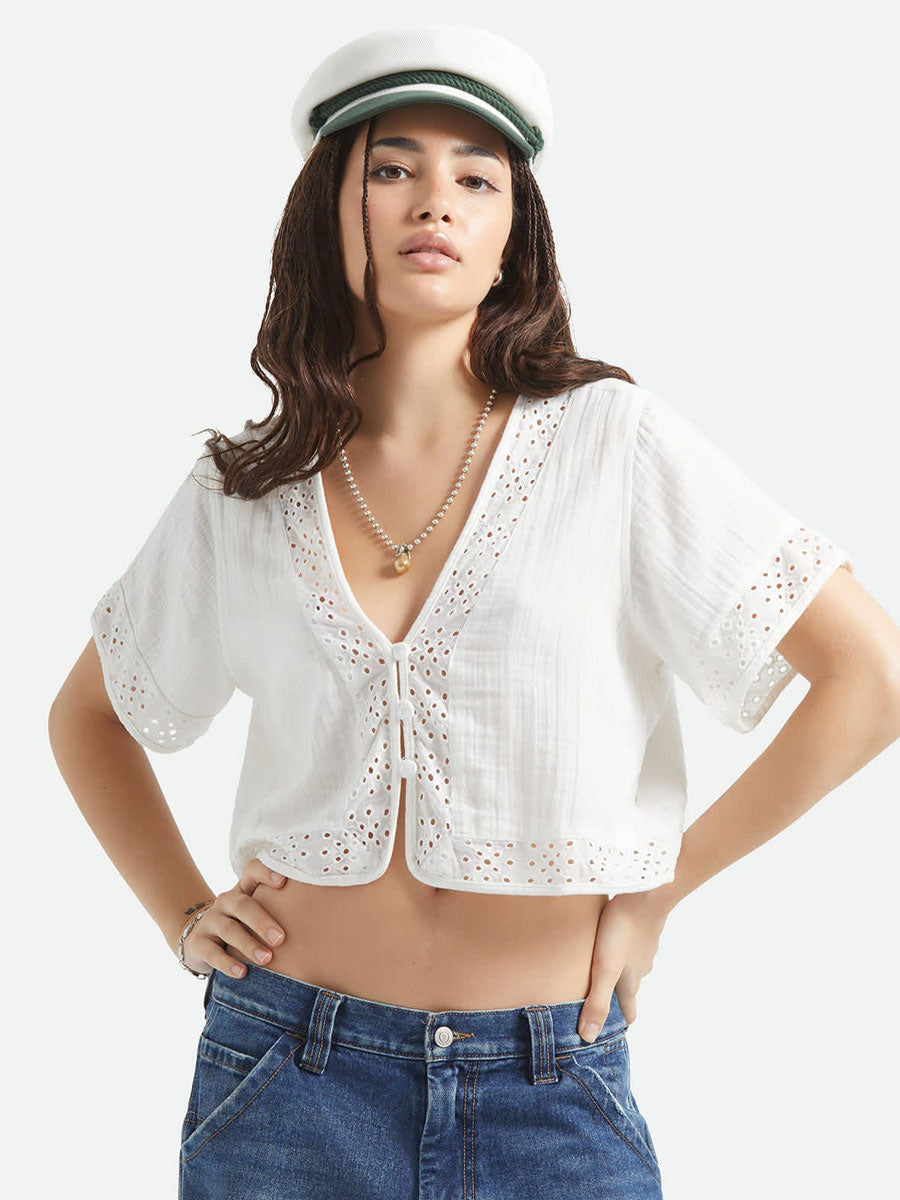 BRIXTON SEASIDE EYELET TOP - OFF WHITE BLOUSES BRIXTON