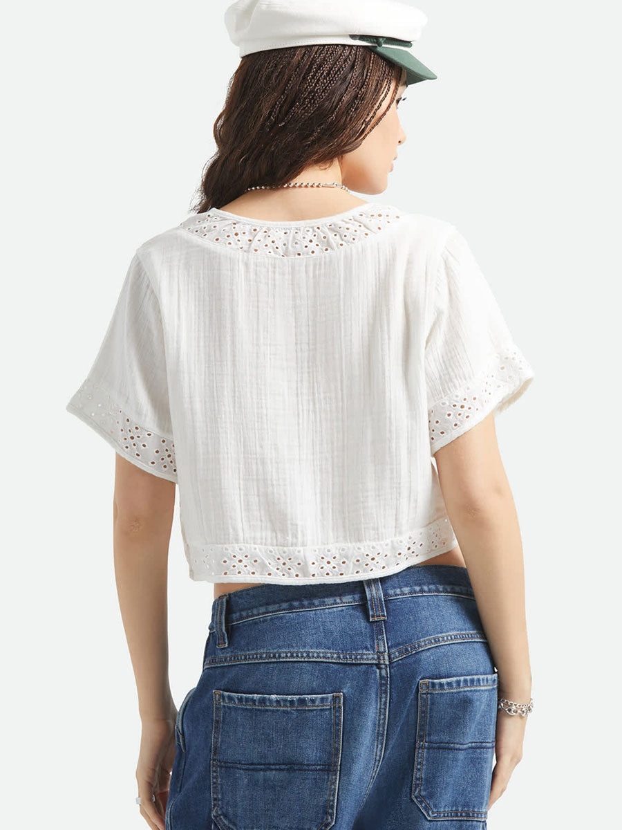 BRIXTON SEASIDE EYELET TOP - OFF WHITE BLOUSES BRIXTON