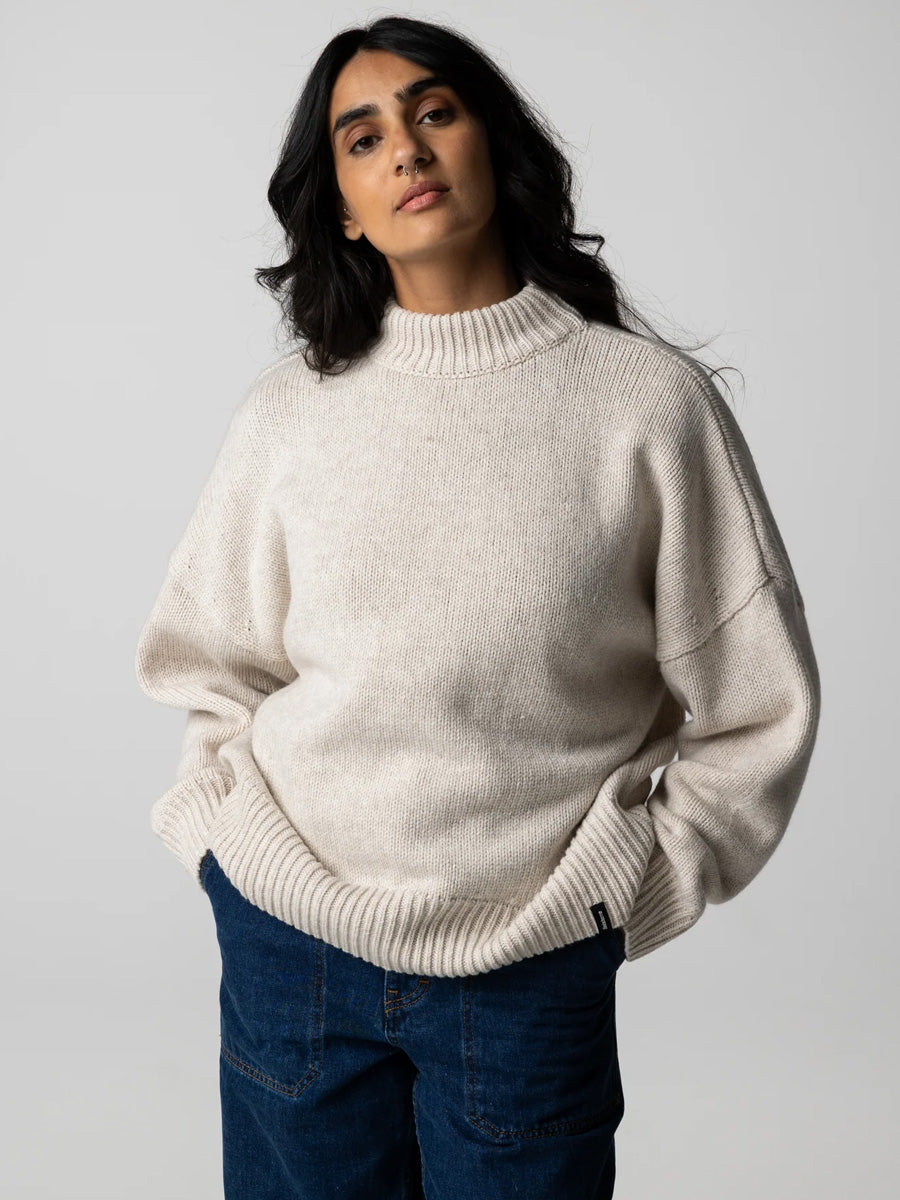 FINISTERRE EYRE CREW NECK JUMPER - OATMEAL SWEATER -