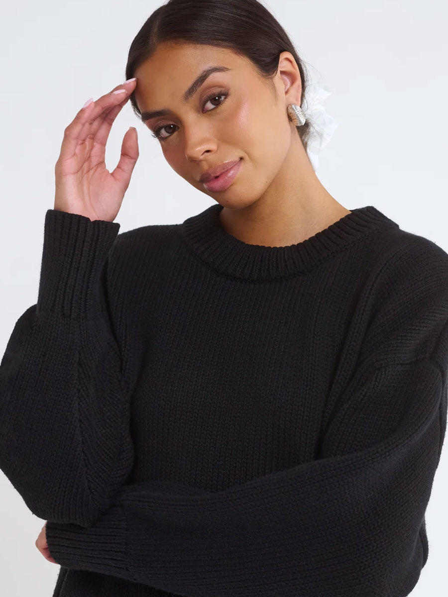 FAIRE ISLE SWEATER - BLACK SWEATER -