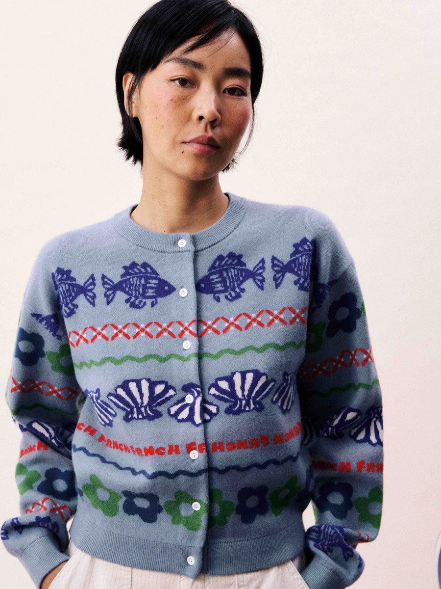 FRNCH FEDERICA CARDIGAN - BLEU CLAIR SWEATERS FRNCH