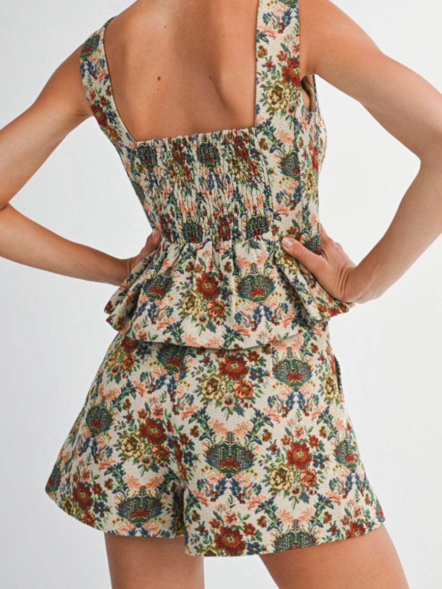 JACQUARED SHORTS - TAUPE/MULTI SHORT -