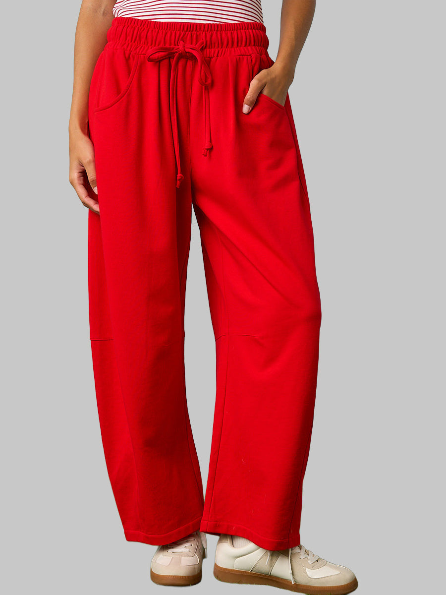 COTTON FRENCH TERRY PULL-ON BARREL - RED