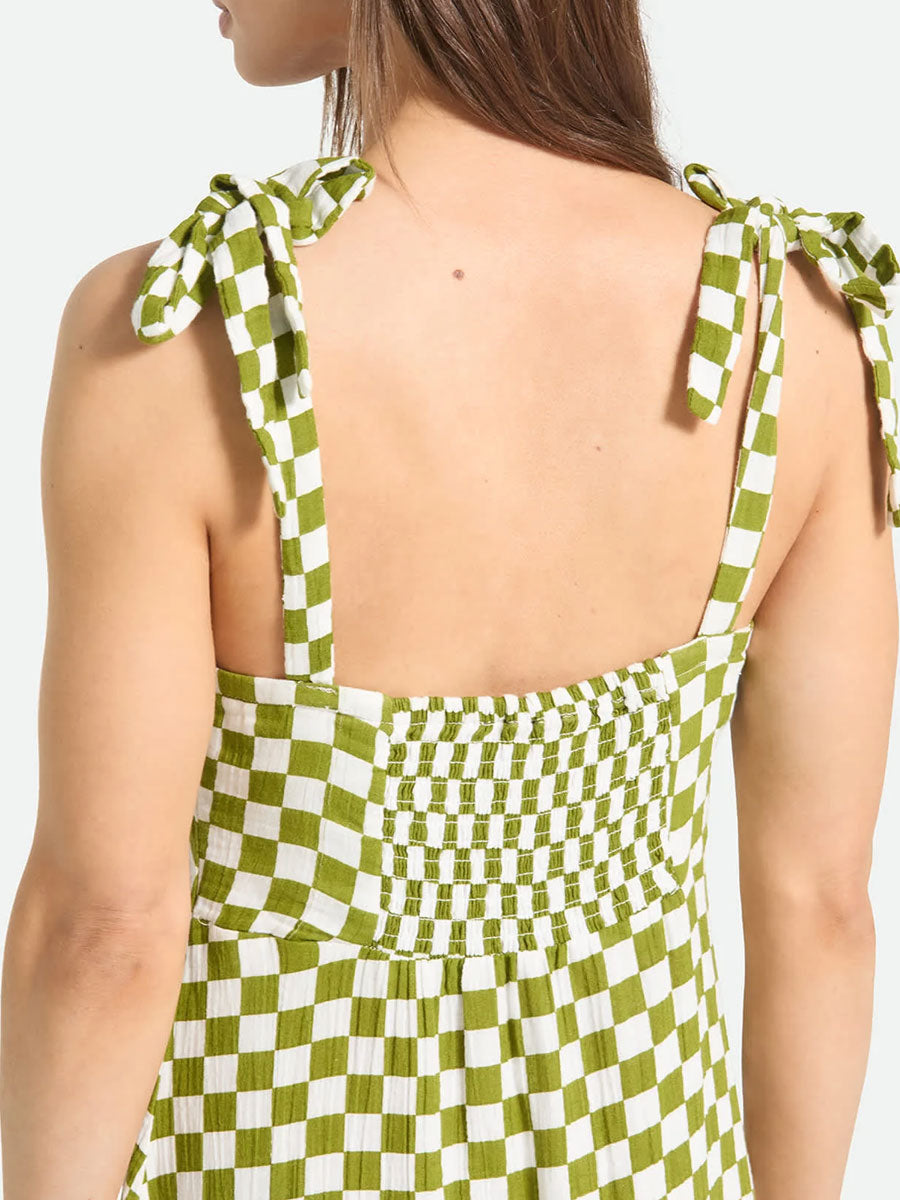 BRIXTON THE TIE DRESS - SUBLIME GREEN CHECKERBOARD