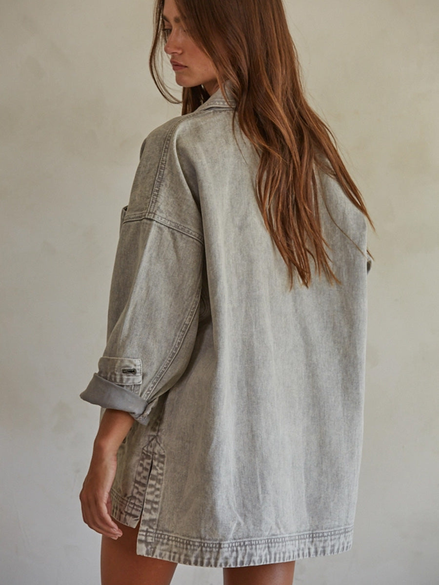 WASHED DENIM JACKET - WASHED GREY JACKET -