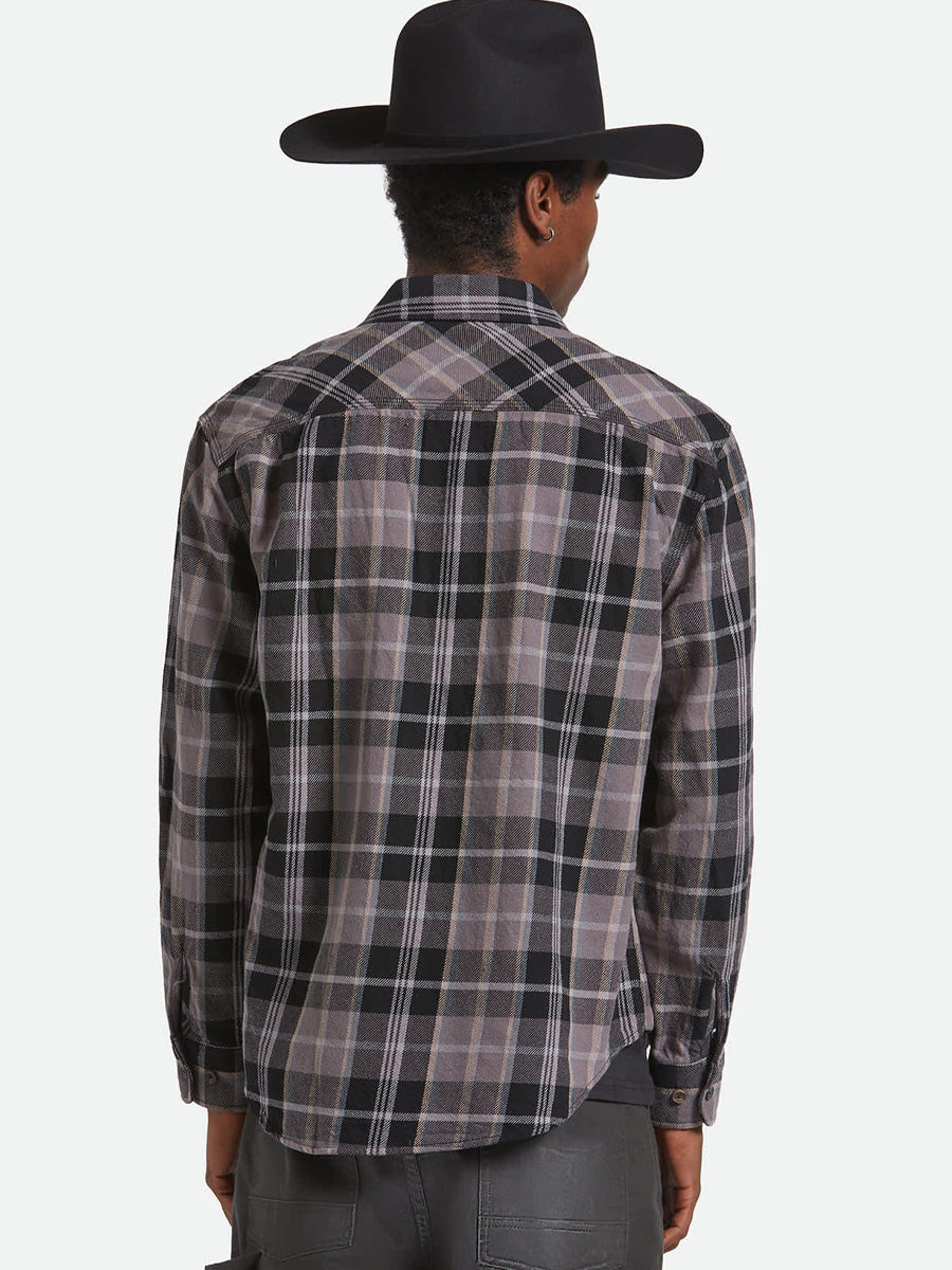 BRIXTON VINTAGE WASH FLANNEL - BLACK/CHARCOAL BEIGE/SLATE SHIRT JACKET -