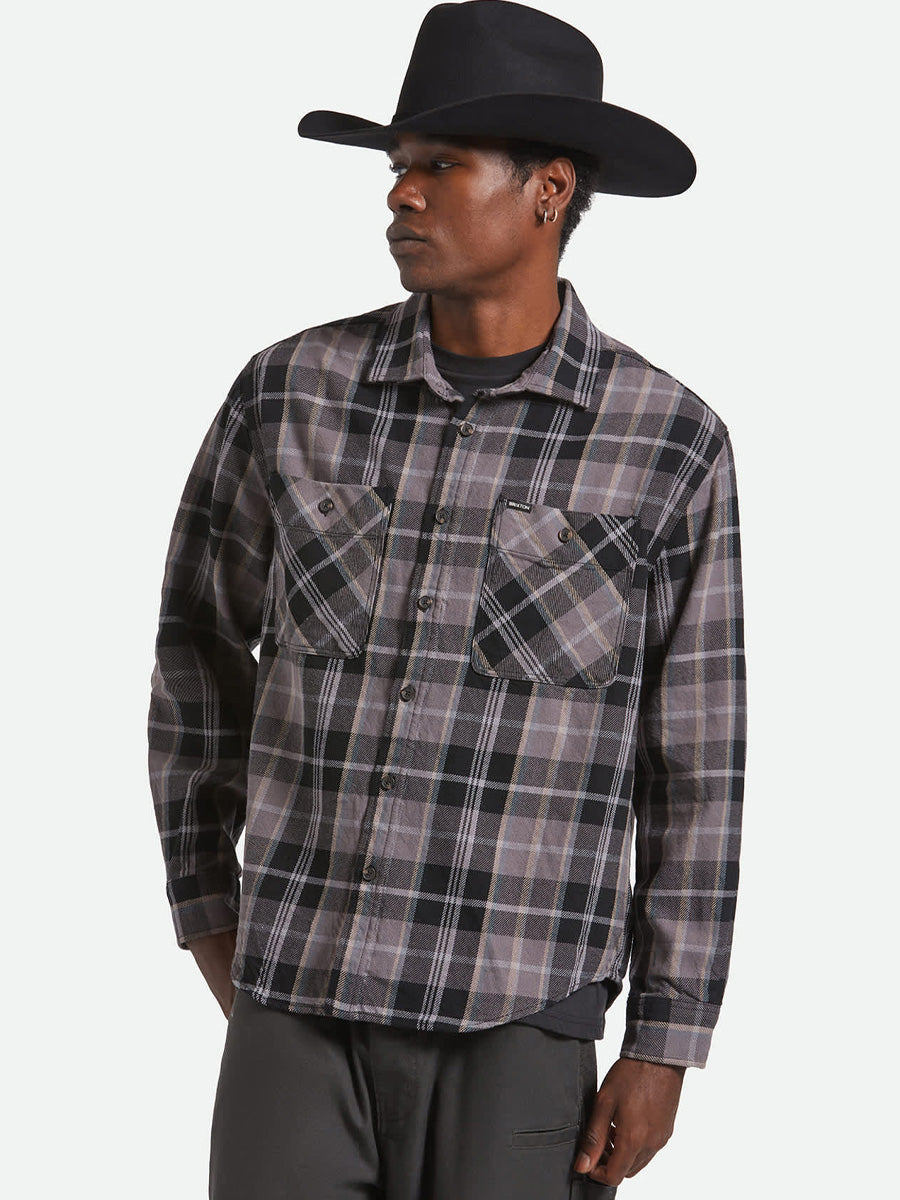 BRIXTON VINTAGE WASH FLANNEL - BLACK/CHARCOAL BEIGE/SLATE SHIRT JACKET -