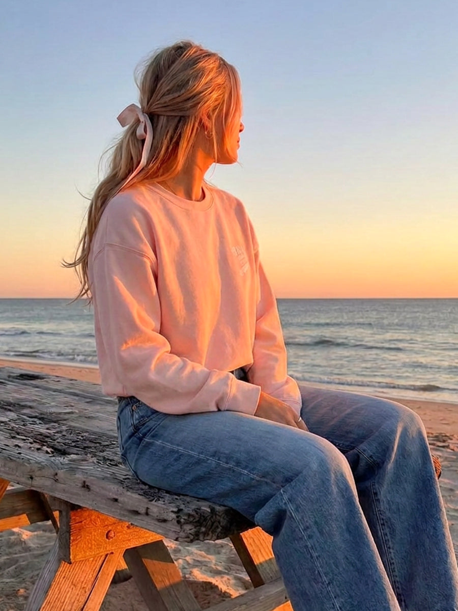OAK SURF CLUB GROVER CROPPED CREW - BLUSH T-SHIRTS OAK SURF CLUB
