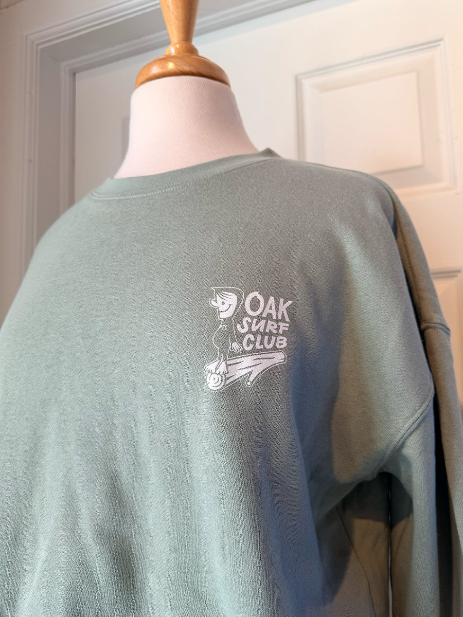 OAK SURF CLUB GROVER CROPPED CREW - SAGE T-SHIRTS OAK SURF CLUB