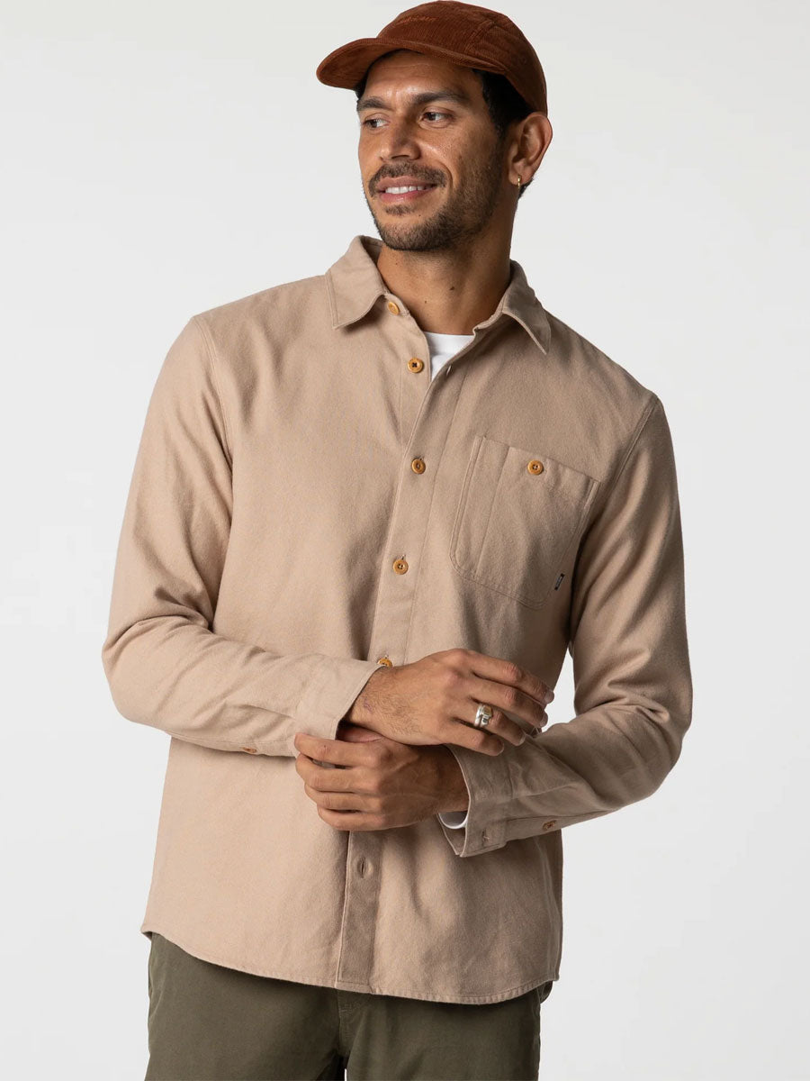FINISTERRE GYLLY SHIRT - TAUPE DOBBY SHIRT -