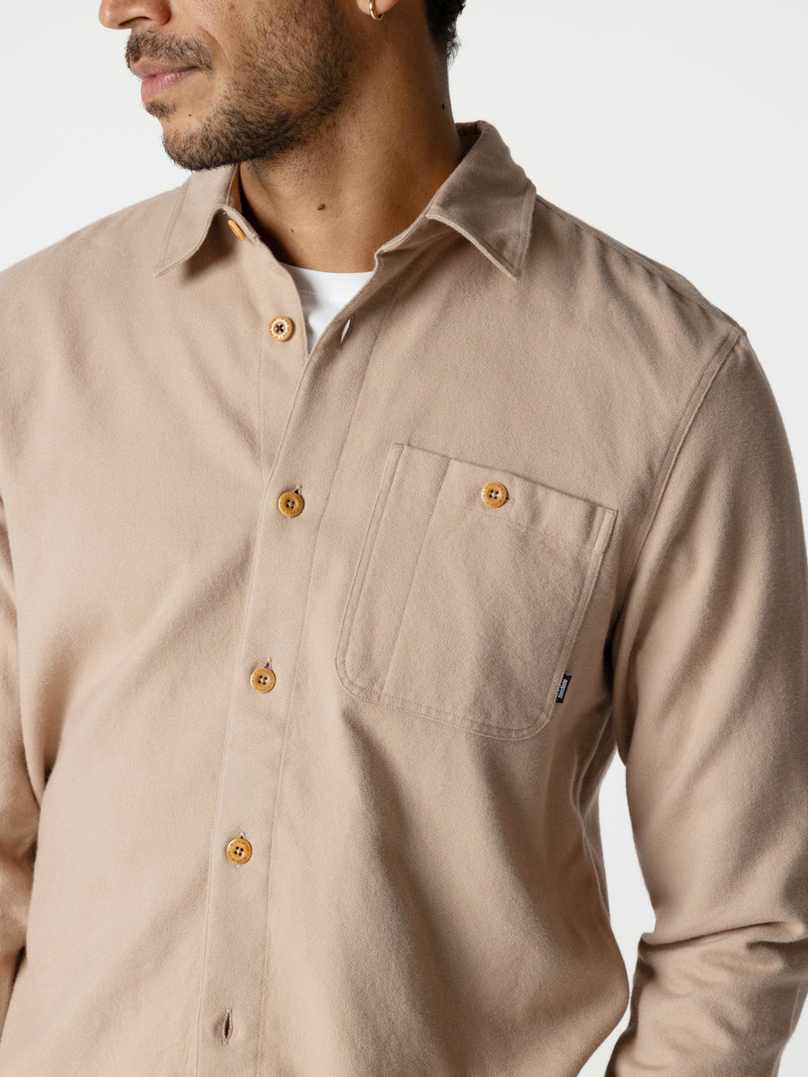 FINISTERRE GYLLY SHIRT - TAUPE DOBBY SHIRT -