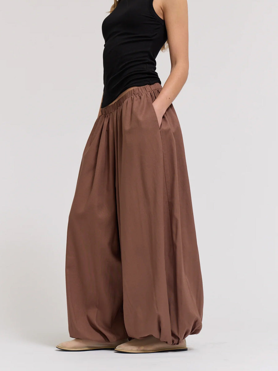 FULL HAREM LINEN PANTS - TOBACCO PANTS OAK CLOTHING CO.