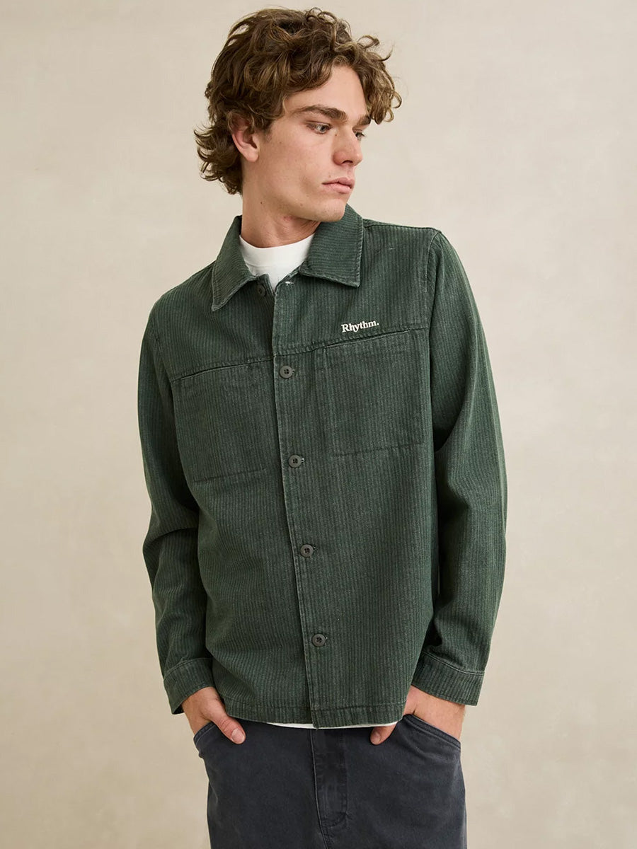 RHYTHM HARLAN LONG-SLEEVE SHIRT - OLIVE