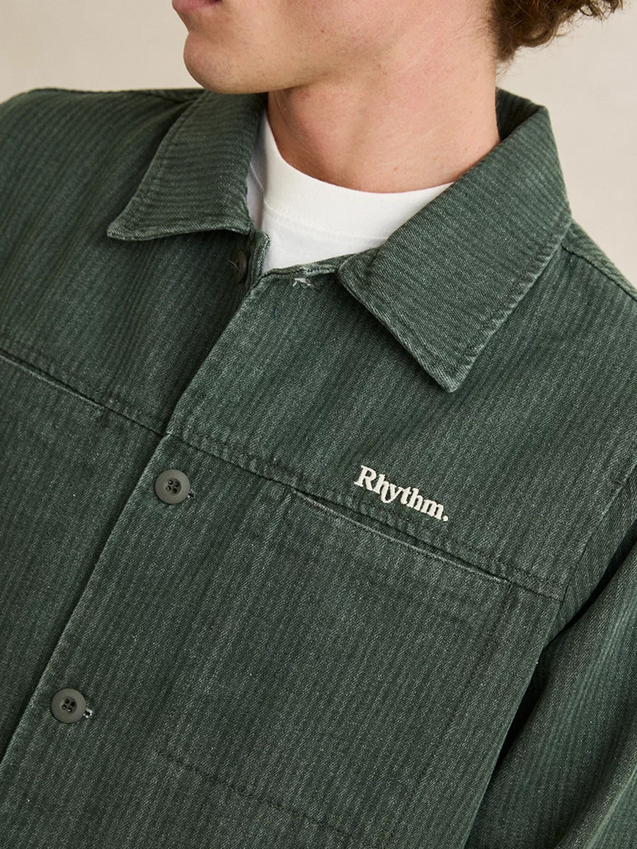 RHYTHM HARLAN LONG-SLEEVE SHIRT - OLIVE