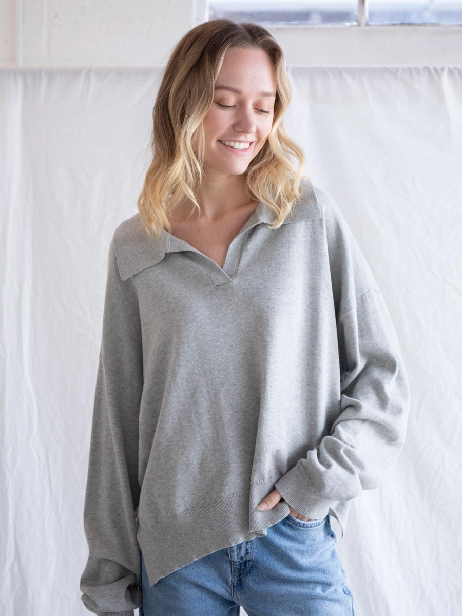 NADINE SWEATER - HEATHER GREY SWEATER -
