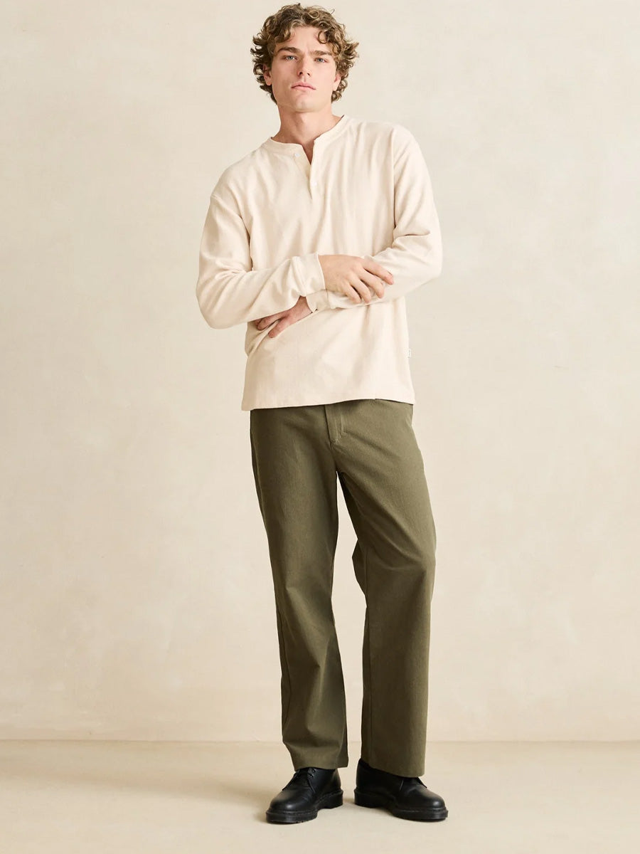 RHYTHM VINTAGE JERSEY LONG-SLEEVE HENLEY - NATURAL T-SHIRTS RHYTHM