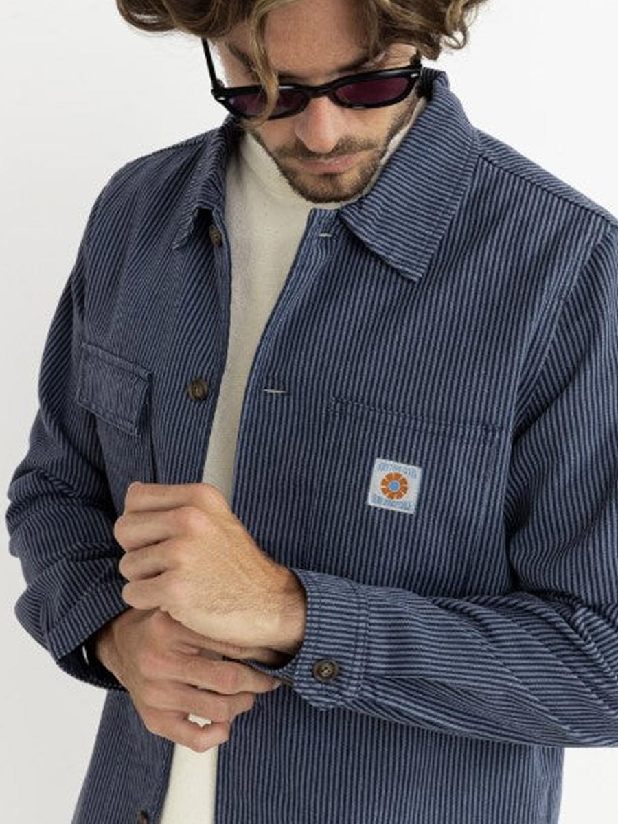 RHYTHM HICKORY STRIPE WORK SHIRT - NAVY SHIRT -
