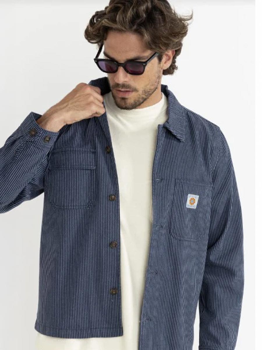 RHYTHM HICKORY STRIPE WORK SHIRT - NAVY SHIRT -
