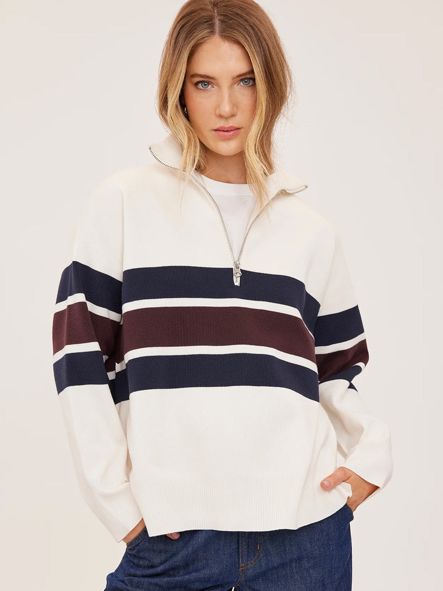 GENTLE FAWN IDRIS TOP - CREAM STRIPE SWEATERS GENTLE FAWN