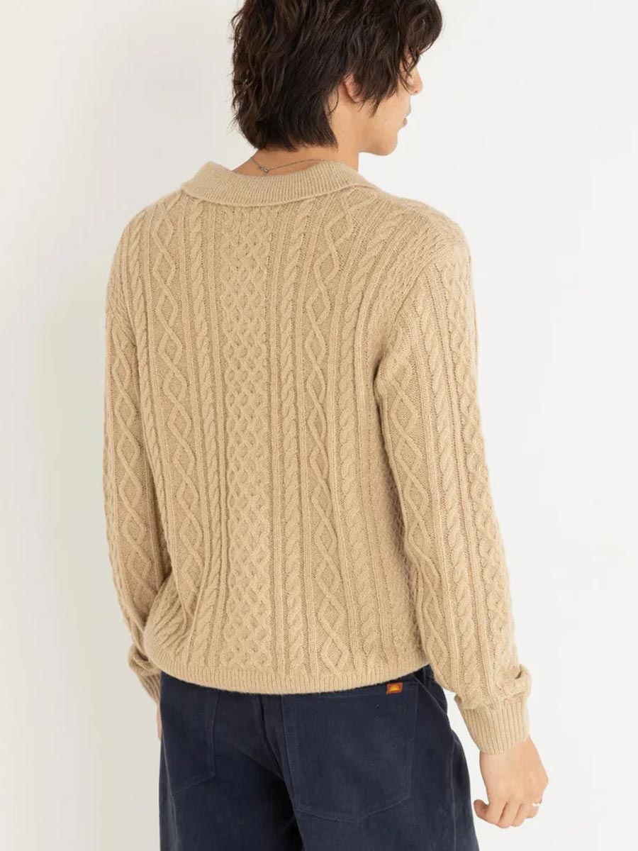 RHYTHM MOHAIR QUARTER ZIP FISHERMAN KNIT - INCENSE SWEATER -