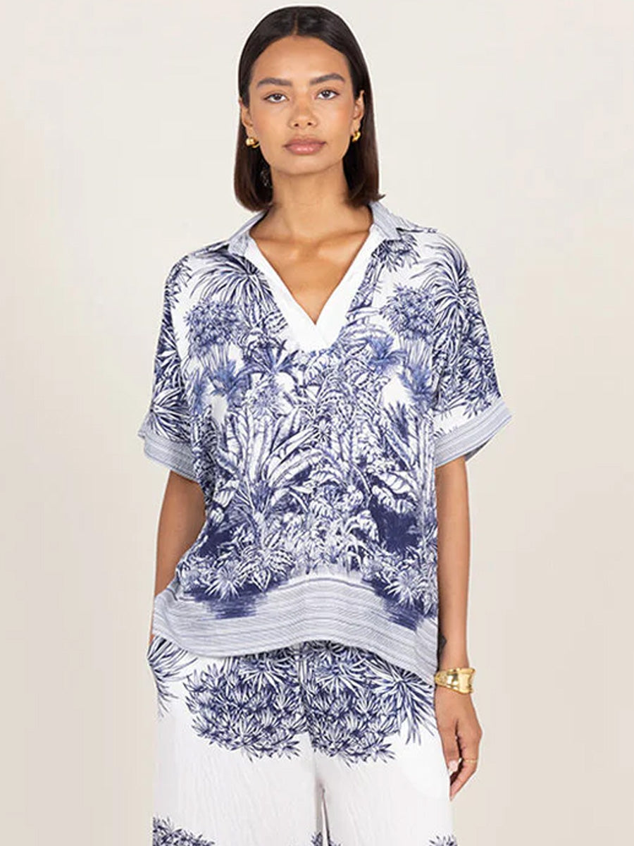 CHARLI STELLA TOP - INDIGO BLUE PRINT SHIRTS CHARLI