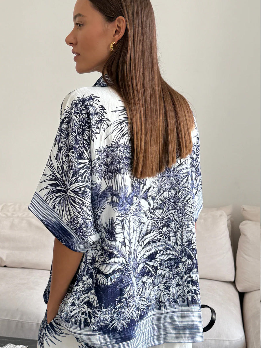 CHARLI STELLA TOP - INDIGO BLUE PRINT SHIRTS CHARLI