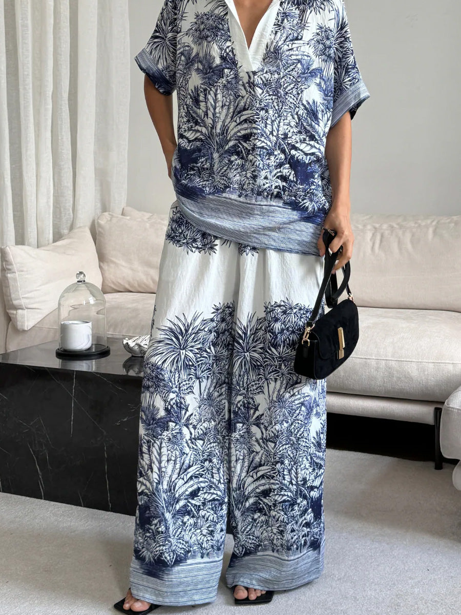 CHARLI STELLA BOTTOM - INDIGO BLUE PRINT PANTS CHARLI