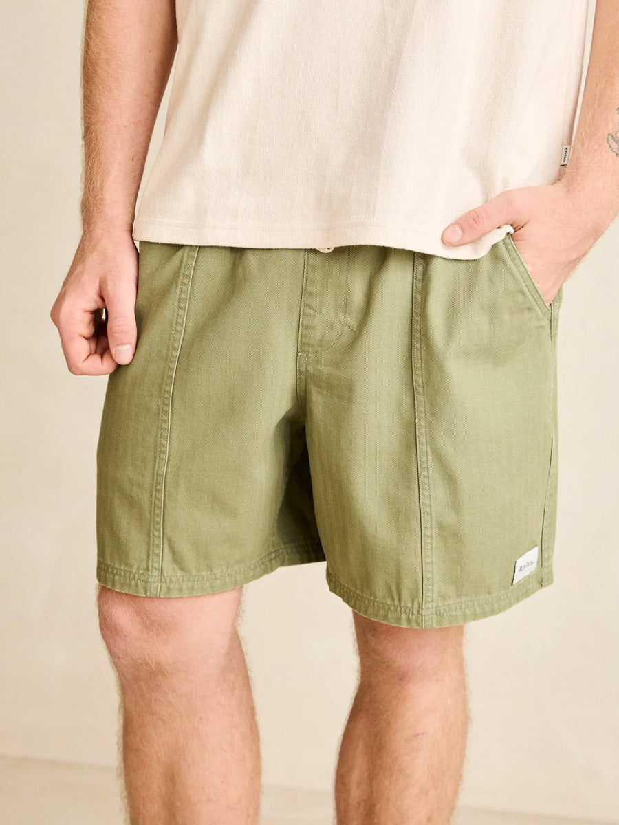RHYTHM HAIGHT HERRINGBONE JAM - OLIVE SHORTS RHYTHM
