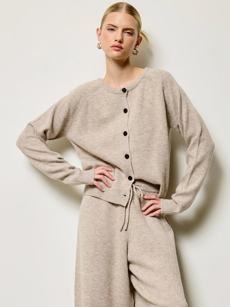 KNIT CARDIGAN - LATTE SWEATERS OAK CLOTHING CO.