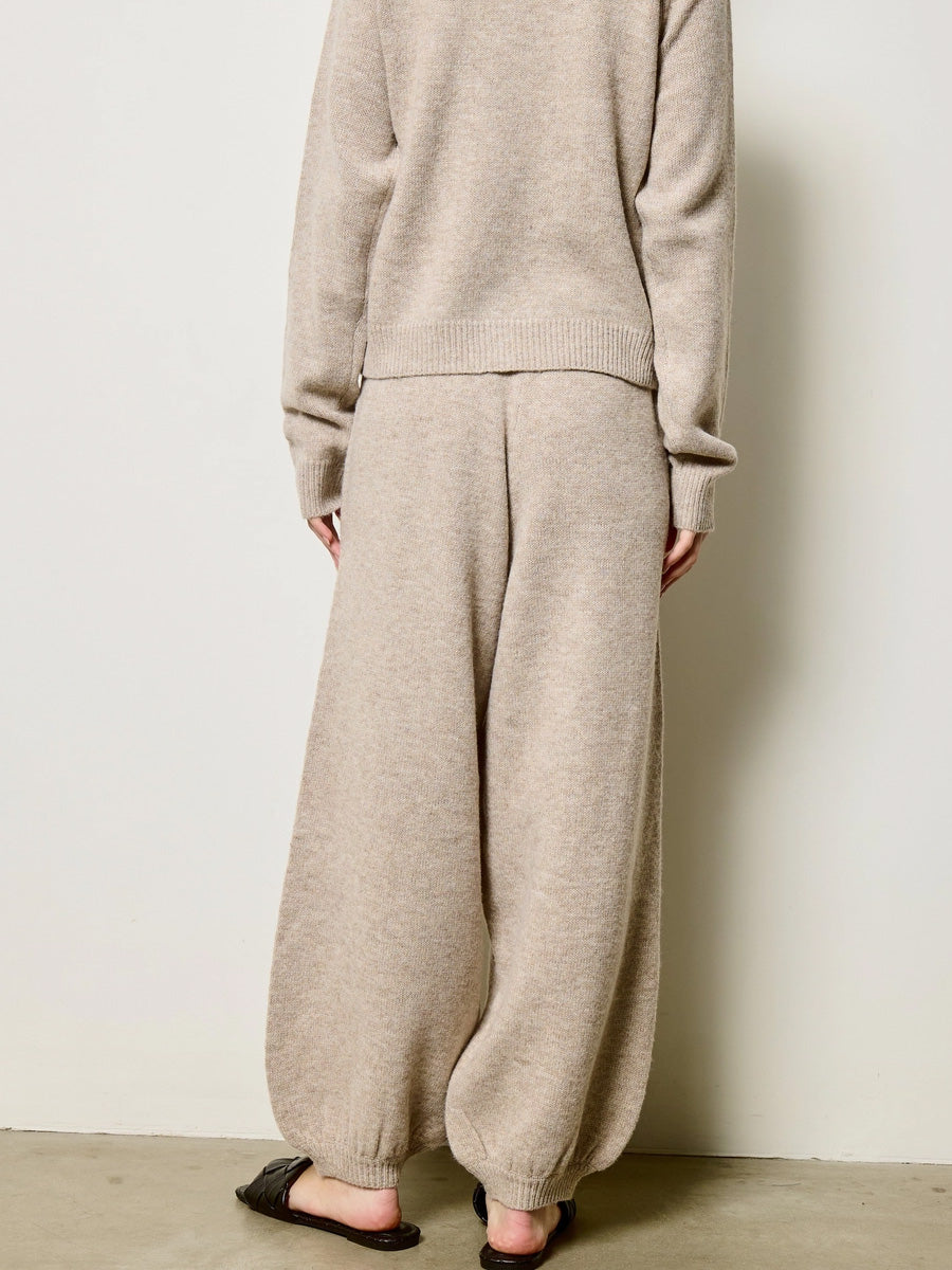 KNIT BALLOON LEG PANT - LATTE PANTS OAK CLOTHING CO.