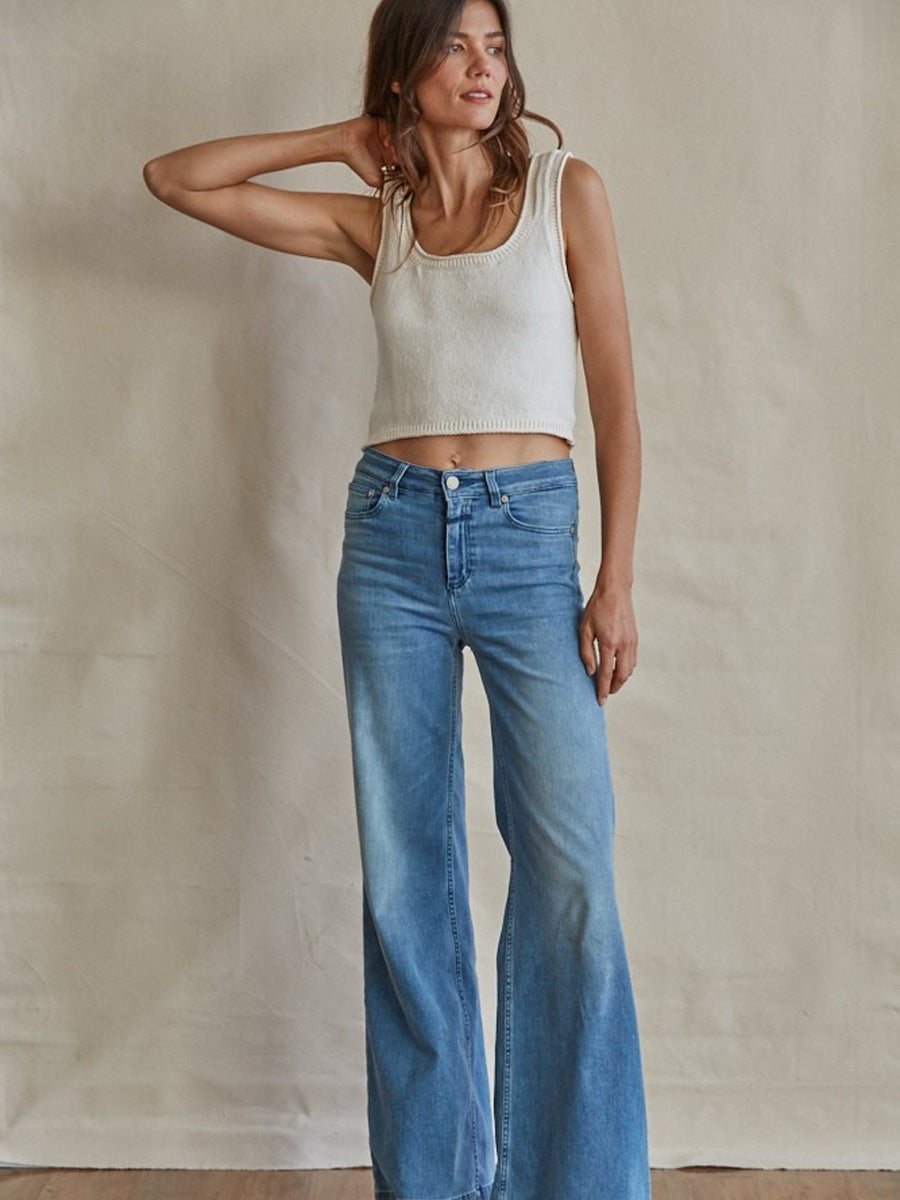 KNIT COTTON SWEATER TANK - IVORY SWEATER -