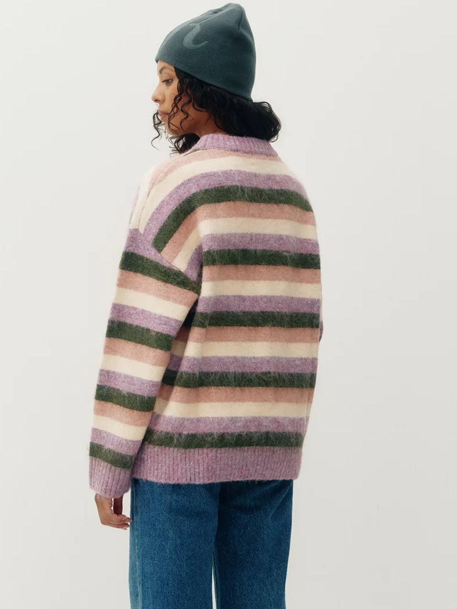 KUWALLA BONBON STRIPE RUGBY - PURPLE/OLIVE
