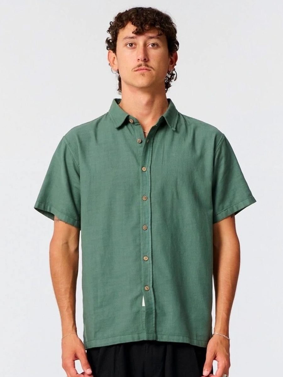 CRITICAL SLIDE LAMROCK SHORT-SLEEVE SHIRT - DUSTY GREEN SHIRTS CRITICAL SLIDE