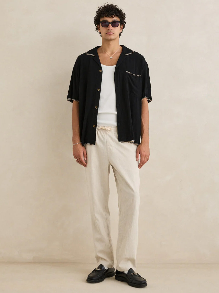 RHYTHM LINEN JAM PANT - BONE SHORT RHYTHM