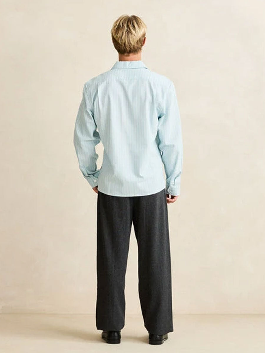RHYTHM LINEN PINSTRIPE LONG-SLEEVE SHIRT - MIST