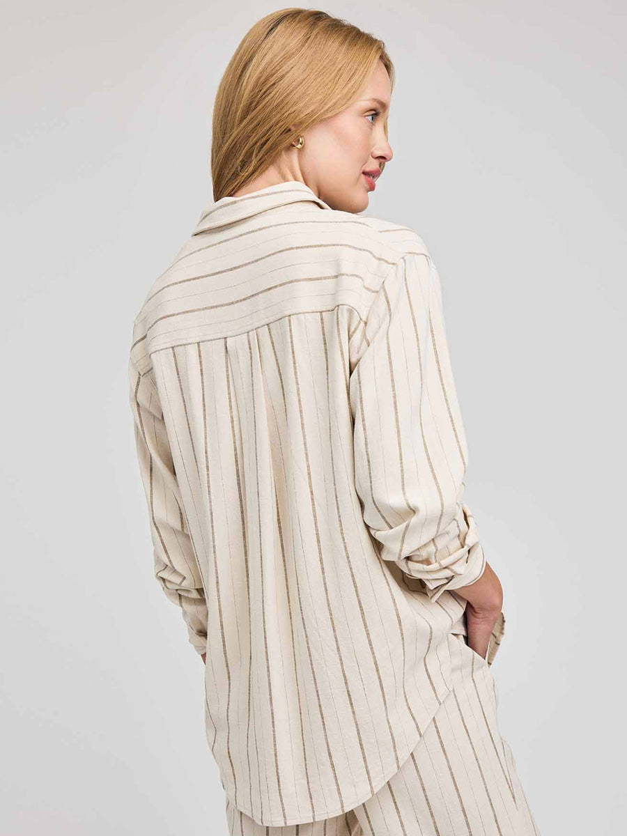 GENTLE FAWN PORTIA LONG-SLEEVE TOP - LINEN STRIPE SHIRTS GENTLE FAWN