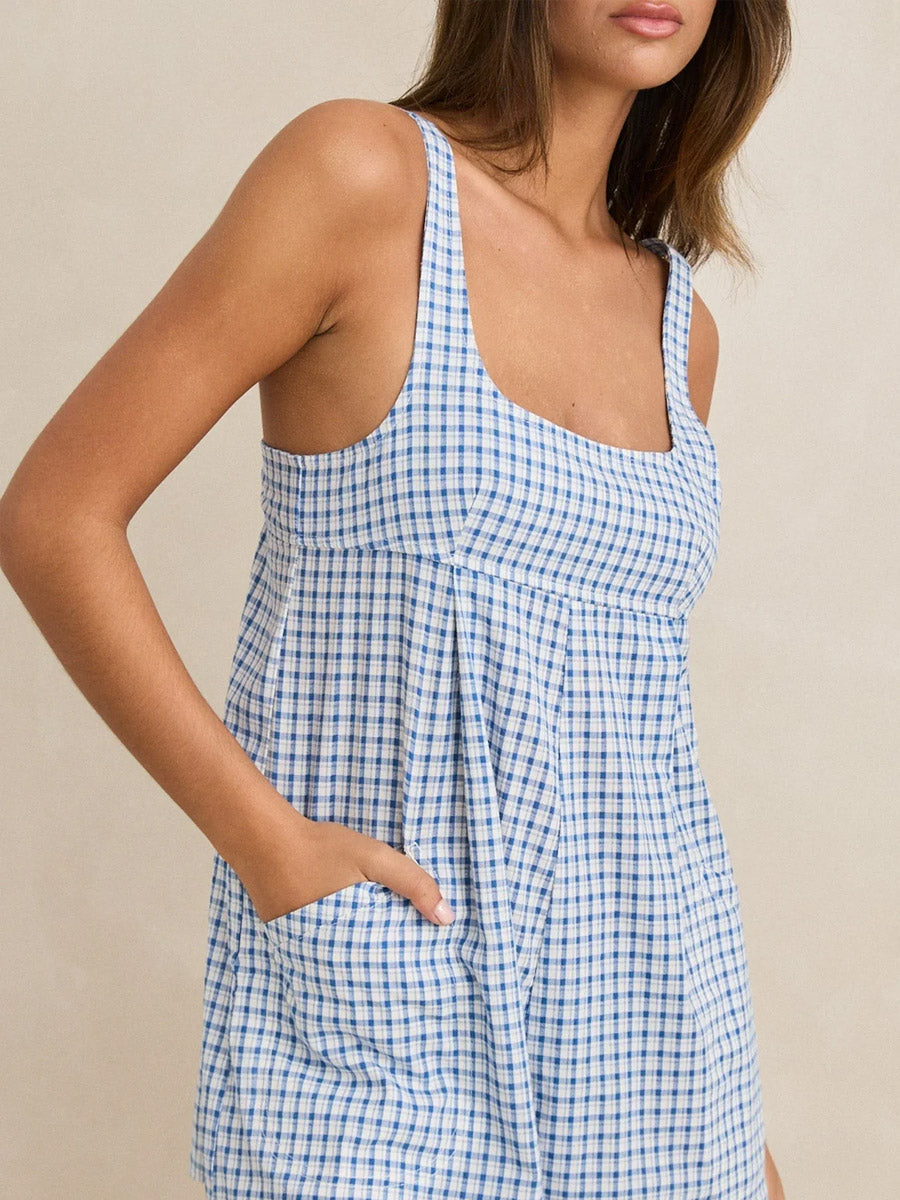 RHYTHM LOLA CHECK ROMPER - BLUE
