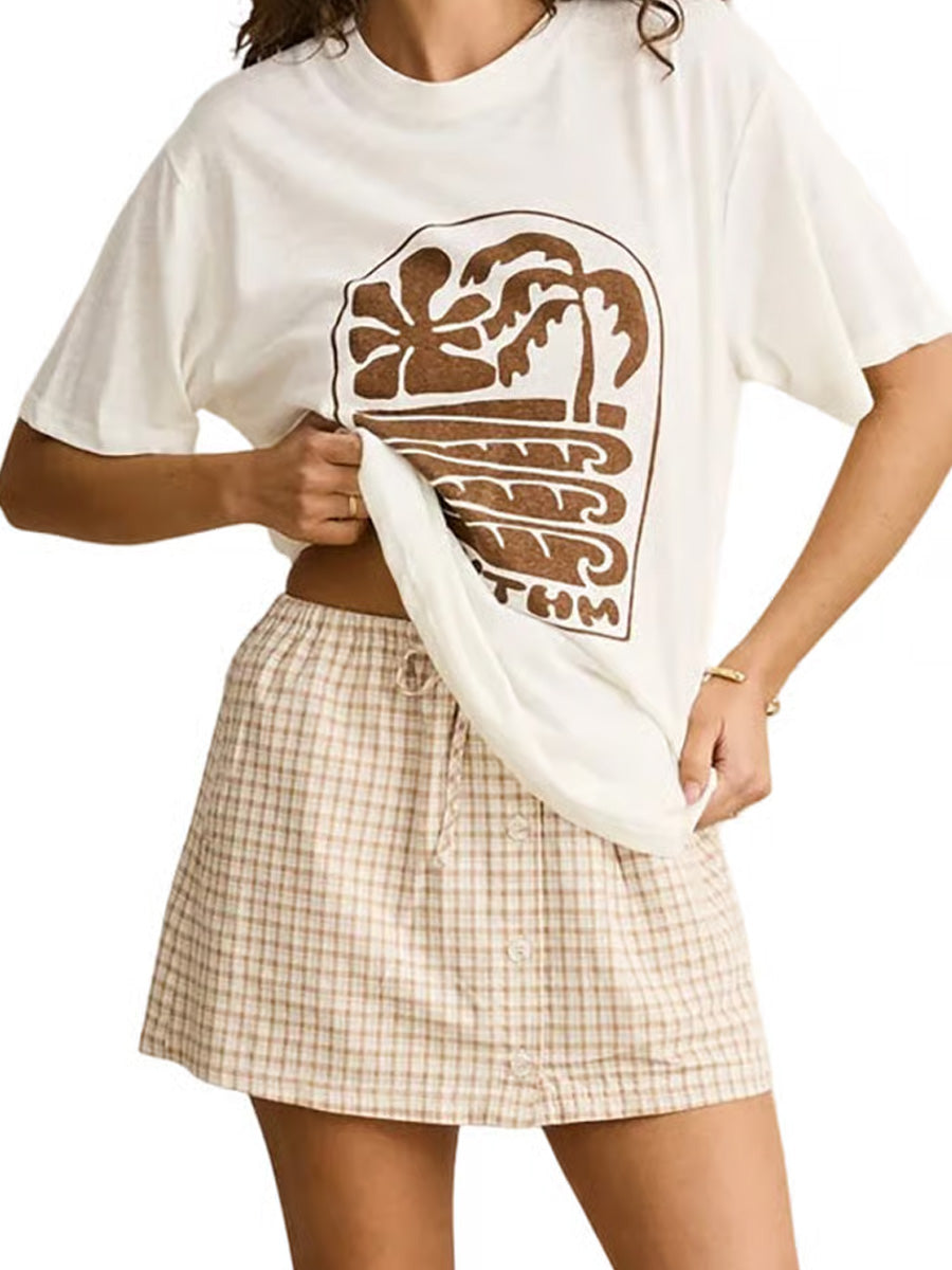 RHYTHM LONDON CHECK SKORT - NATURAL SKIRTS RHYTHM