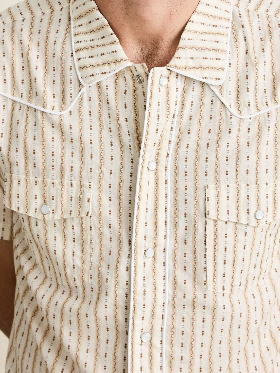RHYTHM LONE PINE STRIPE SHORT-SLEEVE SHIRT - NATURAL SHIRTS RHYTHM