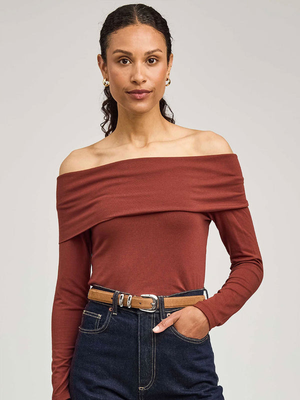 CHARLIZE TOP - MAHOGANY SHIRT -