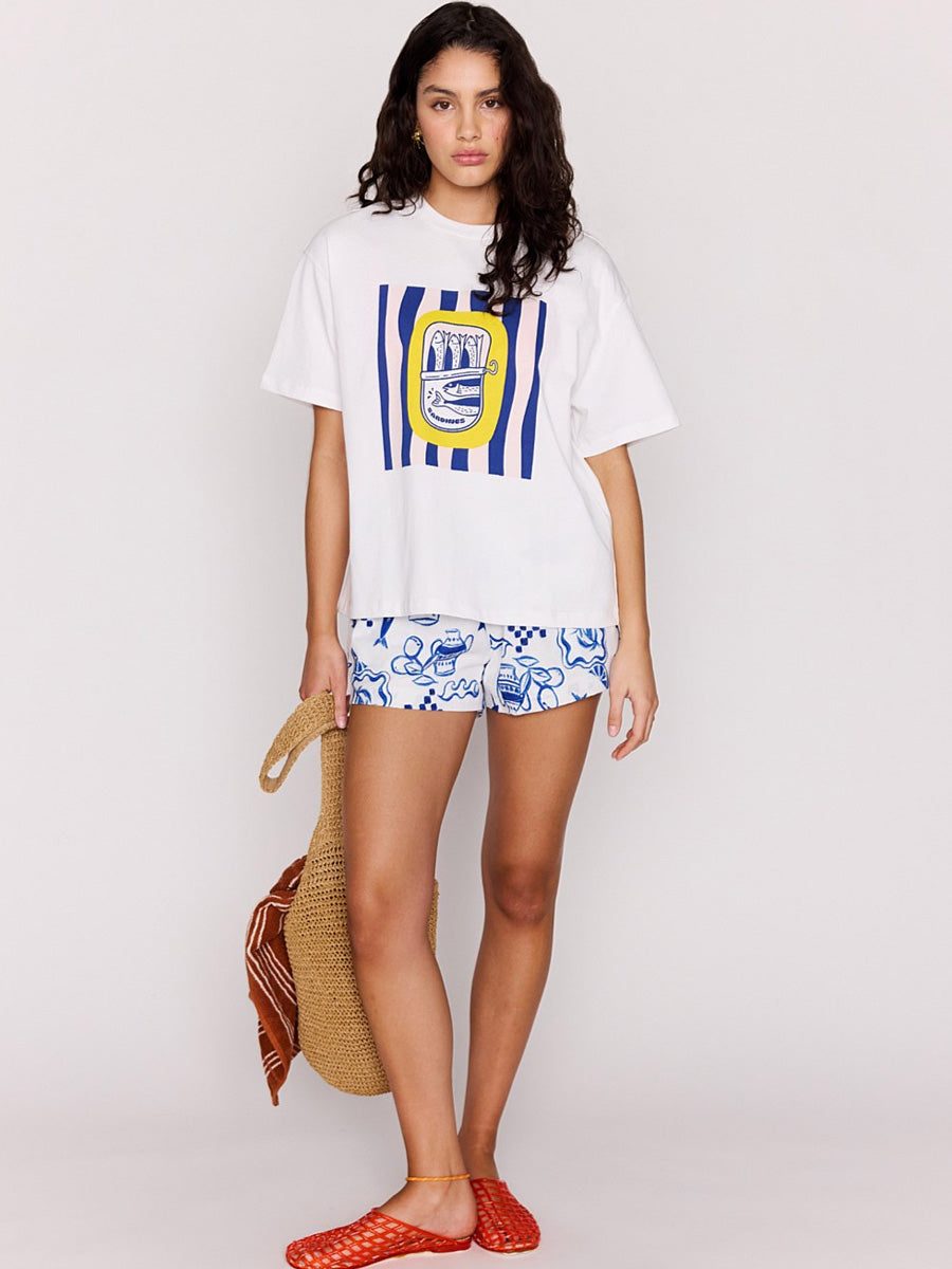 MINKPINK MARINA PRINTED TOP - WHITE/MULTI T-SHIRTS MINKPINK