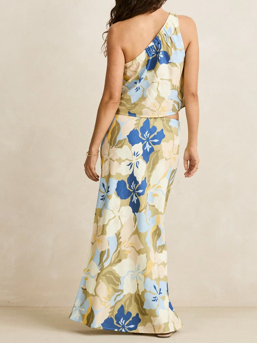 RHYTHM BIANCA FLORAL BIAS CUT MAXI SKIRT - OLIVE SKIRTS RHYTHM