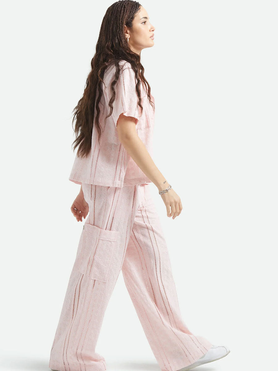 BRIXTON THE MERCER WIDE LEG TROUSER - CHALK PINK PANTS BRIXTON