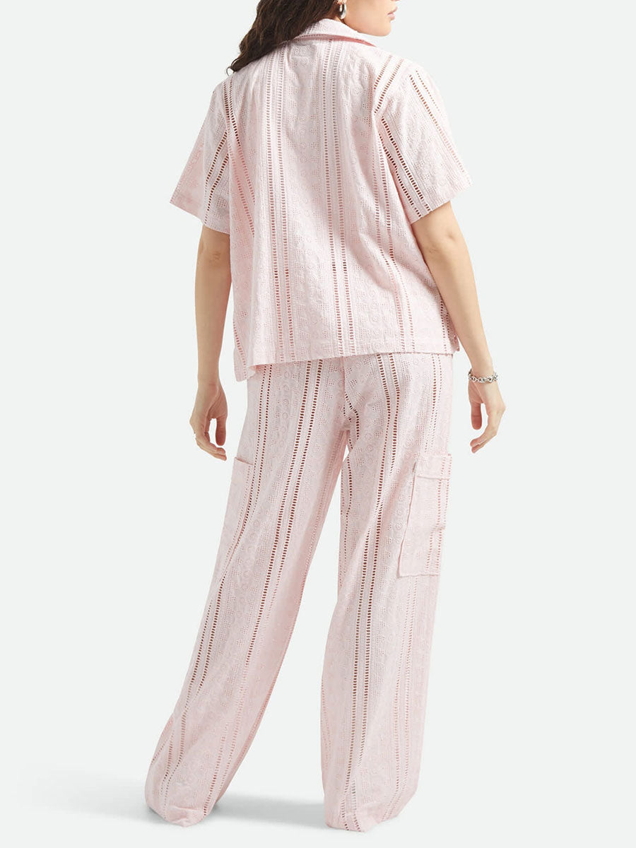 BRIXTON THE MERCER WIDE LEG TROUSER - CHALK PINK PANTS BRIXTON