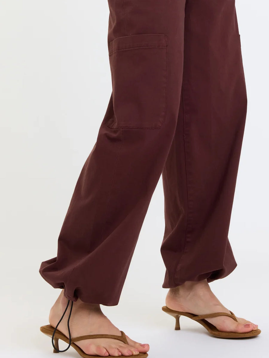 DAZE DENIM MIRAGE MID RISE CARGO HAREM PANT - CHERRY COLA