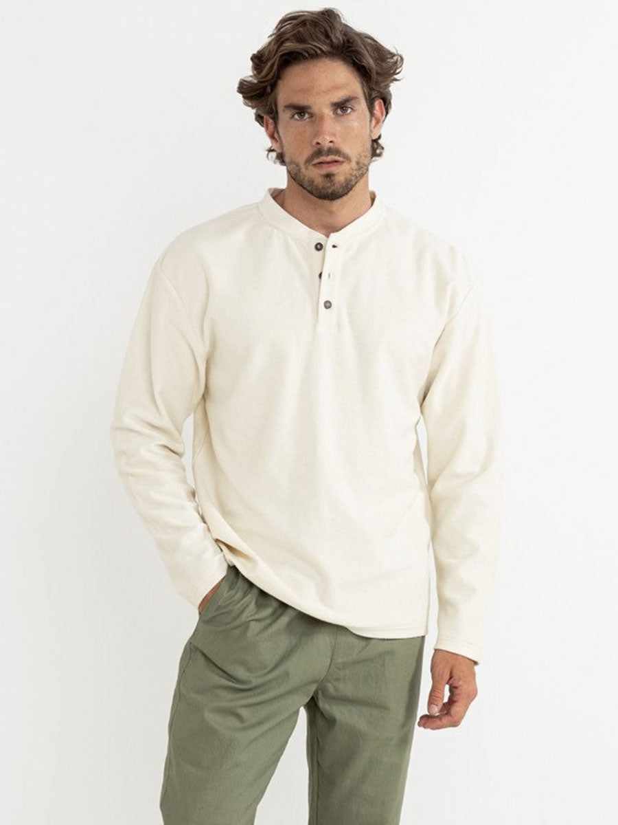 RHYTHM VINTAGE JERSEY SHORT-SLEEVE HENLEY - NATURAL SHIRTS RHYTHM