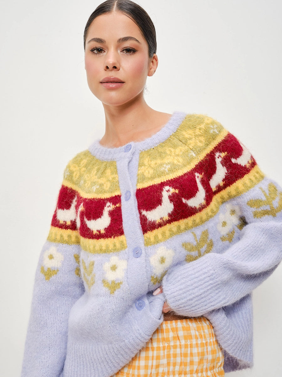 RIA NORDIC GOOSE GARDEN CARDIGAN - LILAC